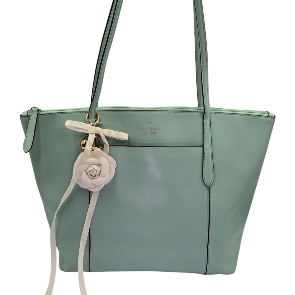 Kate Spade Light Blue Leather Tote Bag Shoulder Bag Everyday Purse